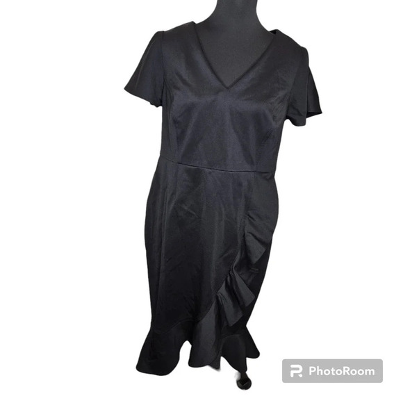 Lane Bryant Black Fluted Ruffle Sheath Dress - Picture 2 of 7